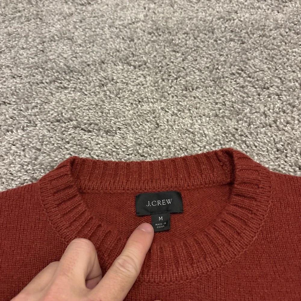 J Crew Sweater Mens Medium Red Merino Wool Nylon Pullover Crewneck J7701 MINT